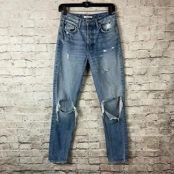GRLFRND Karolina Distressed High Rise Skinny Jeans Size 26 I Put A Spell On You - Picture 2 of 10